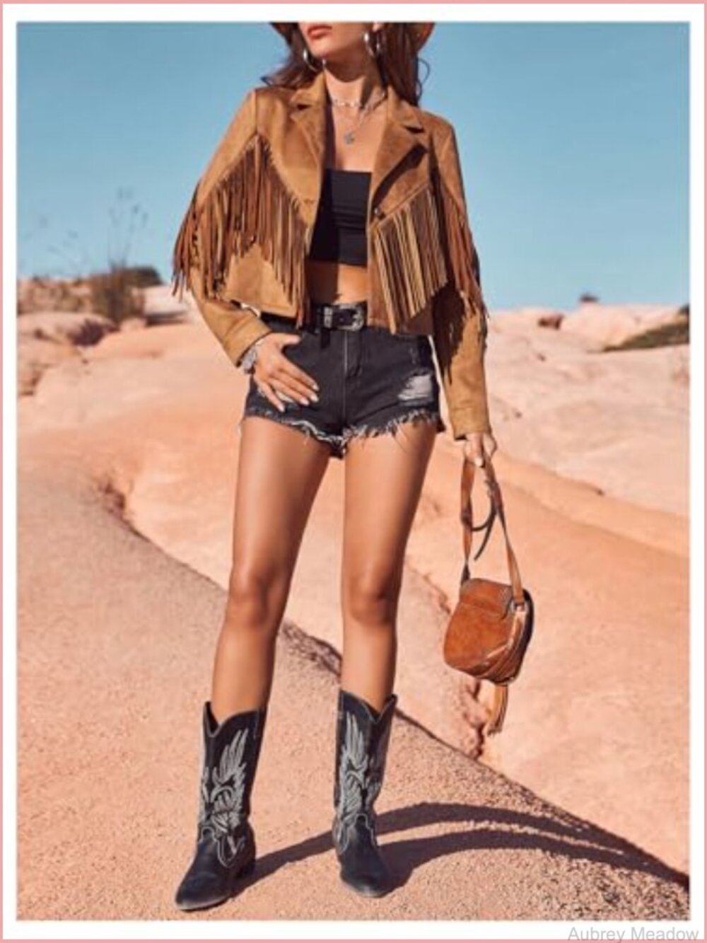 Faux Suede Fringe Open Front Long Sleeve Cardigan Jacket Western Country - Picture 5 of 5